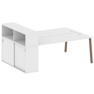 Metal System Style БА.РС-СШК-2.5 (Белый/мокко) Рабочая станция на А-образном м/к с опорным шкафом-купе