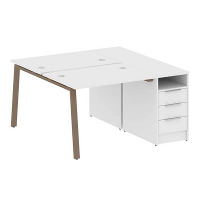 Metal System Style БА.РС-СТП-2.1 (Белый/мокко) Рабочая станция на А-образном м/к с опорной тумбой