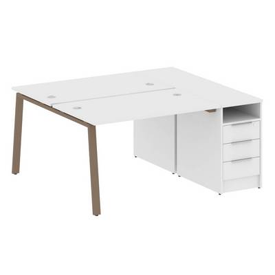 Metal System Style БА.РС-СТП-2.2 (Белый/мокко) Рабочая станция на А-образном м/к с опорной тумбой