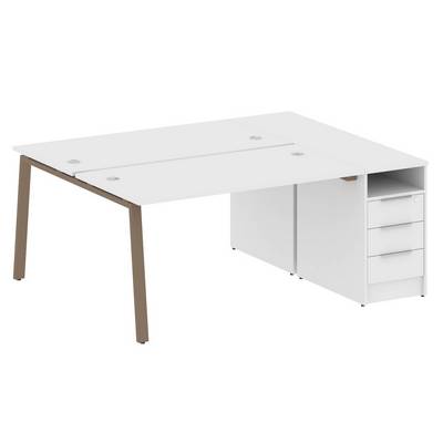 Metal System Style БА.РС-СТП-2.3 (Белый/мокко) Рабочая станция на А-образном м/к с опорной тумбой