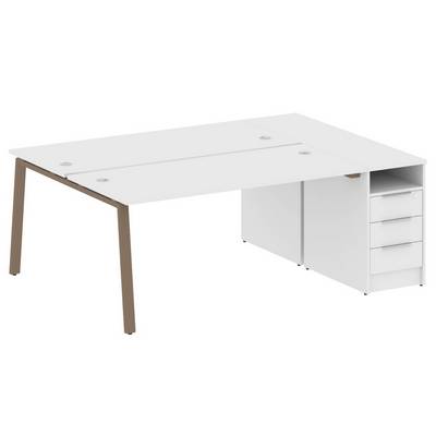 Metal System Style БА.РС-СТП-2.4 (Белый/мокко) Рабочая станция на А-образном м/к с опорной тумбой