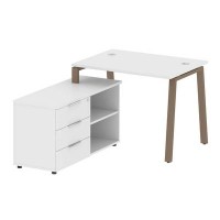 Metal System Style БА.РС-СТС-2.1 Л (Белый/мокко) Рабочая станция на А-образном м/к с опорной тумбой левая