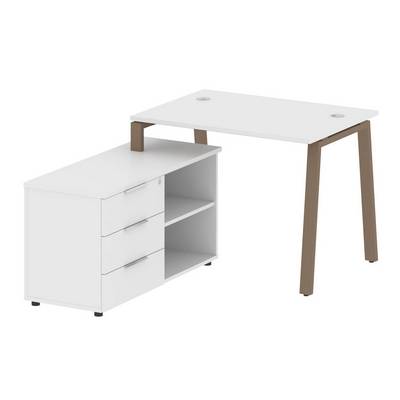 Metal System Style БА.РС-СТС-2.1 Л (Белый/мокко) Рабочая станция на А-образном м/к с опорной тумбой левая