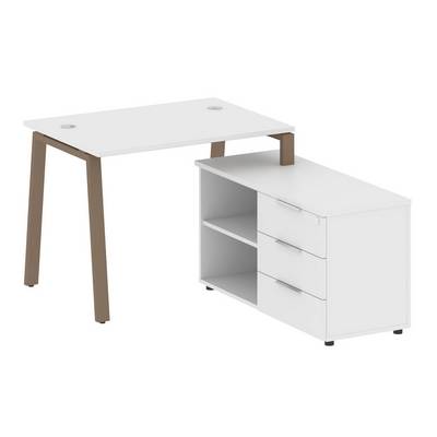 Metal System Style БА.РС-СТС-2.1 Пр (Белый/мокко) Рабочая станция на А-образном м/к с опорной тумбой правая