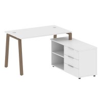 Metal System Style БА.РС-СТС-2.2 Пр (Белый/мокко) Рабочая станция на А-образном м/к с опорной тумбой правая