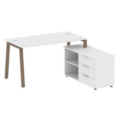 Metal System Style БА.РС-СТС-2.3 Пр (Белый/мокко) Рабочая станция на А-образном м/к с опорной тумбой правая