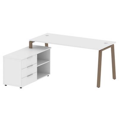 Metal System Style БА.РС-СТС-2.4 Л (Белый/мокко) Рабочая станция на А-образном м/к с опорной тумбой левая