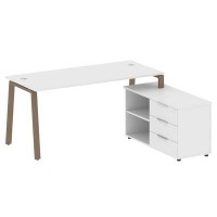 Metal System Style БА.РС-СТС-2.4 Пр (Белый/мокко) Рабочая станция на А-образном м/к с опорной тумбой правая