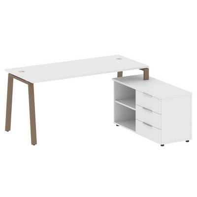 Metal System Style БА.РС-СТС-2.4 Пр (Белый/мокко) Рабочая станция на А-образном м/к с опорной тумбой правая