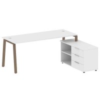 Metal System Style БА.РС-СТС-2.5 Пр (Белый/мокко) Рабочая станция на А-образном м/к с опорной тумбой правая