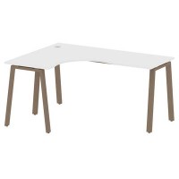 Metal System Style БА.СА-4 Л (Белый/мокко) Стол криволинейный левый на А-образном м/к