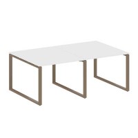 Metal System Style БО.ПРГ-2.1 (Белый/мокко) Переговорный стол (2 столешницы) на О-образном м/к