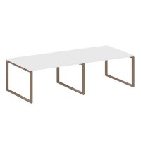 Metal System Style БО.ПРГ-2.3 (Белый/мокко) Переговорный стол (2 столешницы) на О-образном м/к