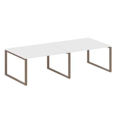 Metal System Style БО.ПРГ-2.3 (Белый/мокко) Переговорный стол (2 столешницы) на О-образном м/к