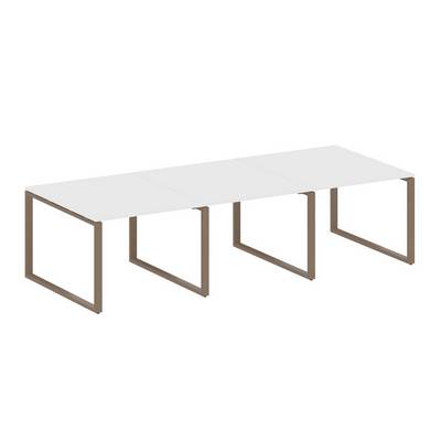 Metal System Style БО.ПРГ-3.1 (Белый/мокко) Переговорный стол (3 столешницы) на О-образном м/к