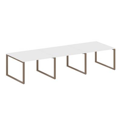 Metal System Style БО.ПРГ-3.2 (Белый/мокко) Переговорный стол (3 столешницы) на О-образном м/к