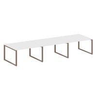 Metal System Style БО.ПРГ-3.3 (Белый/мокко) Переговорный стол (3 столешницы) на О-образном м/к