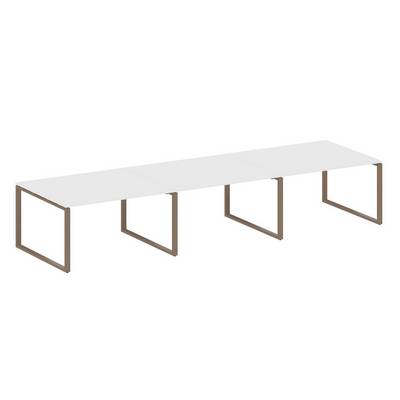 Metal System Style БО.ПРГ-3.3 (Белый/мокко) Переговорный стол (3 столешницы) на О-образном м/к