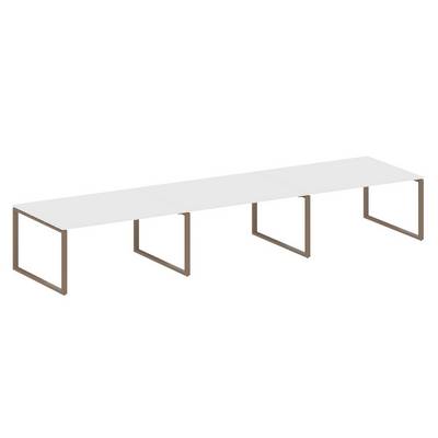 Metal System Style БО.ПРГ-3.4 (Белый/мокко) Переговорный стол (3 столешницы) на О-образном м/к