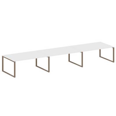 Metal System Style БО.ПРГ-3.5 (Белый/мокко) Переговорный стол (3 столешницы) на О-образном м/к