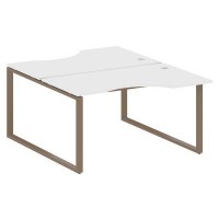 Metal System Style БО.РАС-СА-2.2 (Белый/мокко) Рабочая станция криволинейная на О-образном м/к