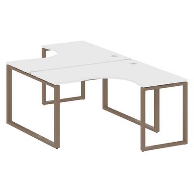 Metal System Style БО.РАС-СА-2.3 (Белый/мокко) Рабочая станция криволинейная на О-образном м/к