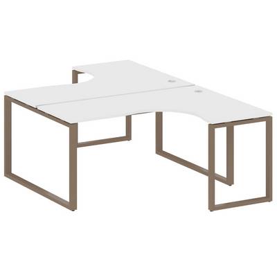 Metal System Style БО.РАС-СА-2.4 (Белый/мокко) Рабочая станция криволинейная на О-образном м/к