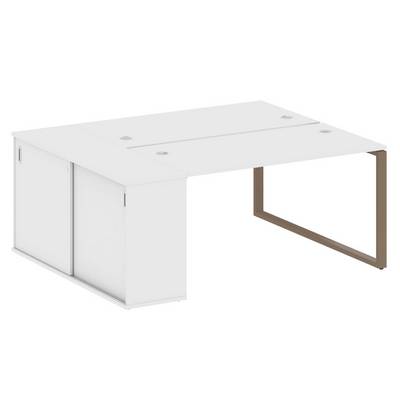 Metal System Style БО.РС-СШК-1.3 (Белый/мокко) Рабочая станция на О-образном м/к с опорным шкафом-купе