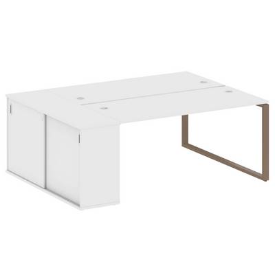 Metal System Style БО.РС-СШК-1.4 (Белый/мокко) Рабочая станция на О-образном м/к с опорным шкафом-купе