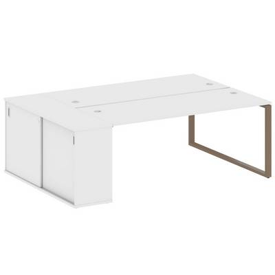 Metal System Style БО.РС-СШК-1.5 (Белый/мокко) Рабочая станция на О-образном м/к с опорным шкафом-купе