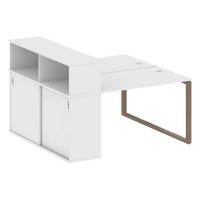 Metal System Style БО.РС-СШК-2.2 (Белый/мокко) Рабочая станция на О-образном м/к с опорным шкафом-купе