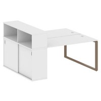 Metal System Style БО.РС-СШК-2.3 (Белый/мокко) Рабочая станция на О-образном м/к с опорным шкафом-купе