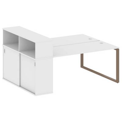 Metal System Style БО.РС-СШК-2.4 (Белый/мокко) Рабочая станция на О-образном м/к с опорным шкафом-купе