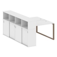Metal System Style БО.РС-СШК-4.2 (Белый/мокко) Рабочая станция на О-образном м/к с опорным шкафом-купе
