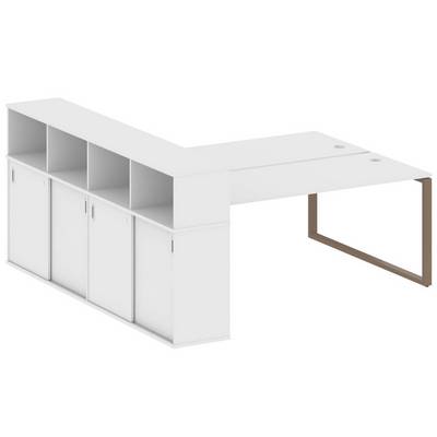 Metal System Style БО.РС-СШК-4.5 (Белый/мокко) Рабочая станция на О-образном м/к с опорным шкафом-купе