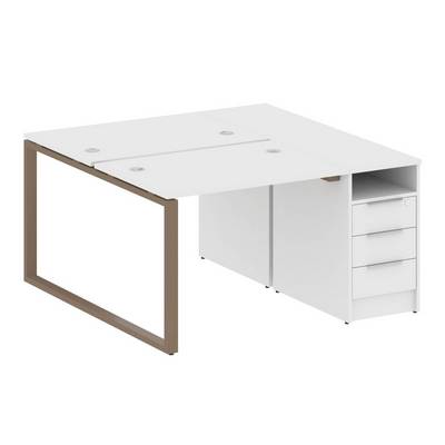 Metal System Style БО.РС-СТП-2.1 (Белый/мокко) Рабочая станция на О-образном м/к с опорной тумбой