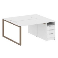 Metal System Style БО.РС-СТП-2.2 (Белый/мокко) Рабочая станция на О-образном м/к с опорной тумбой