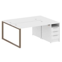 Metal System Style БО.РС-СТП-2.3 (Белый/мокко) Рабочая станция на О-образном м/к с опорной тумбой