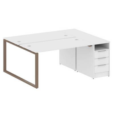 Metal System Style БО.РС-СТП-2.3 (Белый/мокко) Рабочая станция на О-образном м/к с опорной тумбой