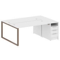 Metal System Style БО.РС-СТП-2.4 (Белый/мокко) Рабочая станция на О-образном м/к с опорной тумбой
