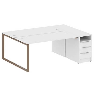Metal System Style БО.РС-СТП-2.4 (Белый/мокко) Рабочая станция на О-образном м/к с опорной тумбой