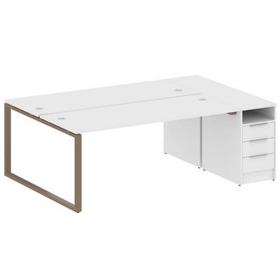Metal System Style БО.РС-СТП-2.5 (Белый/мокко) Рабочая станция на О-образном м/к с опорной тумбой