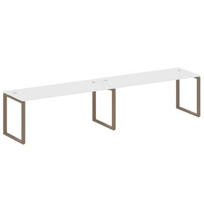 Metal System Style БО.СМ-2.5 (Белый/мокко) Рабочая станция на 2 раб.места на О-образном м/к