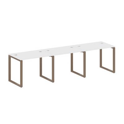 Metal System Style БО.СМ-3.1 (Белый/мокко) Рабочая станция на 3 раб.места на О-образном м/к