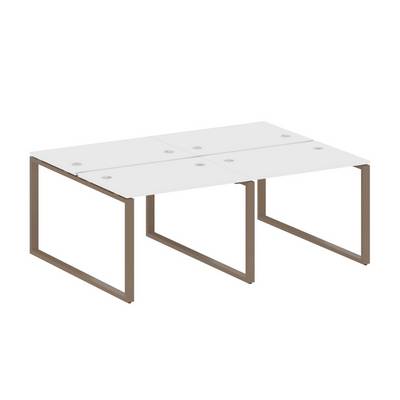 Metal System Style БО.СМ-4.1 (Белый/мокко) Рабочая станция на 4 раб.места на О-образном м/к