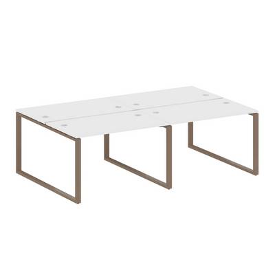 Metal System Style БО.СМ-4.2 (Белый/мокко) Рабочая станция на 4 раб.места на О-образном м/к