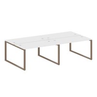 Metal System Style БО.СМ-4.3 (Белый/мокко) Рабочая станция на 4 раб.места на О-образном м/к