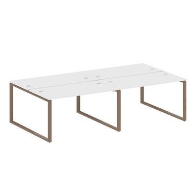 Metal System Style БО.СМ-4.3 (Белый/мокко) Рабочая станция на 4 раб.места на О-образном м/к