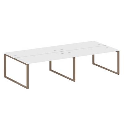 Metal System Style БО.СМ-4.4 (Белый/мокко) Рабочая станция на 4 раб.места на О-образном м/к