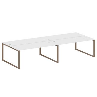 Metal System Style БО.СМ-4.5 (Белый/мокко) Рабочая станция на 4 раб.места на О-образном м/к